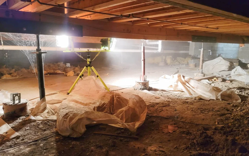 A crawlspace in Maryland, representing mold remediation and removal