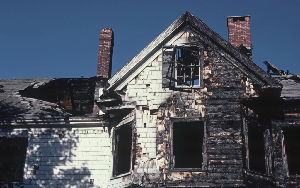 A smoke damaged building in Maryland, representing the importance of smoke odor control