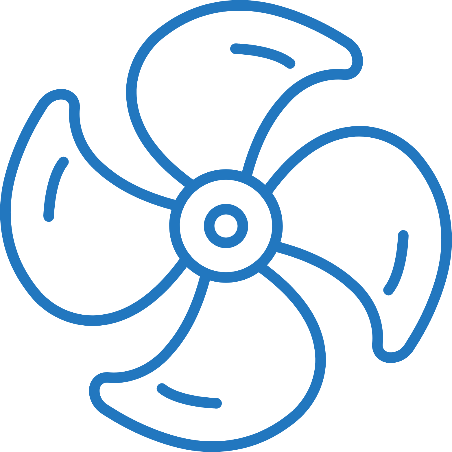 An icon of a fan, representing water extraction after storm damage