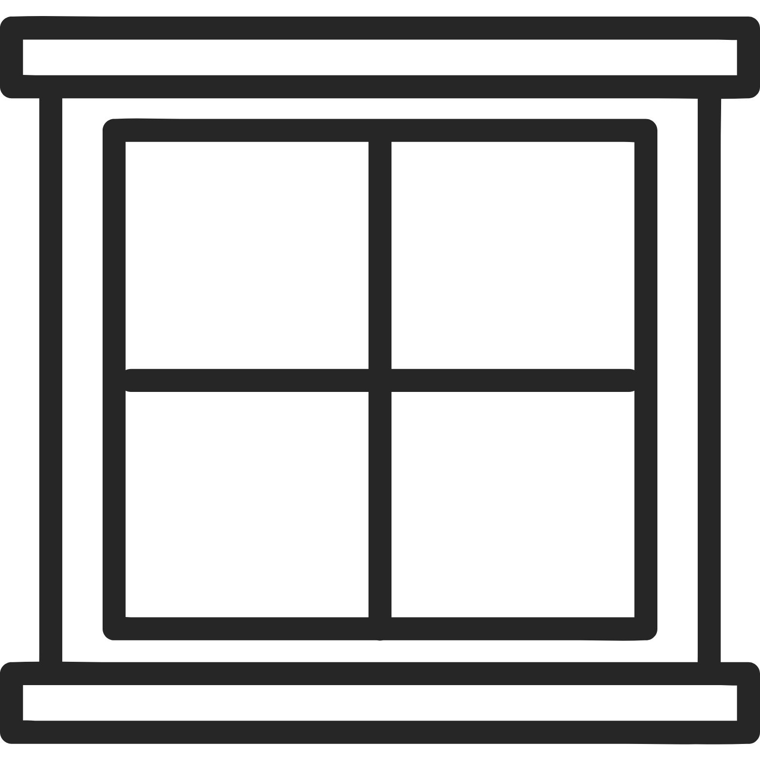 An icon of a window, representing window board ups after storm damage