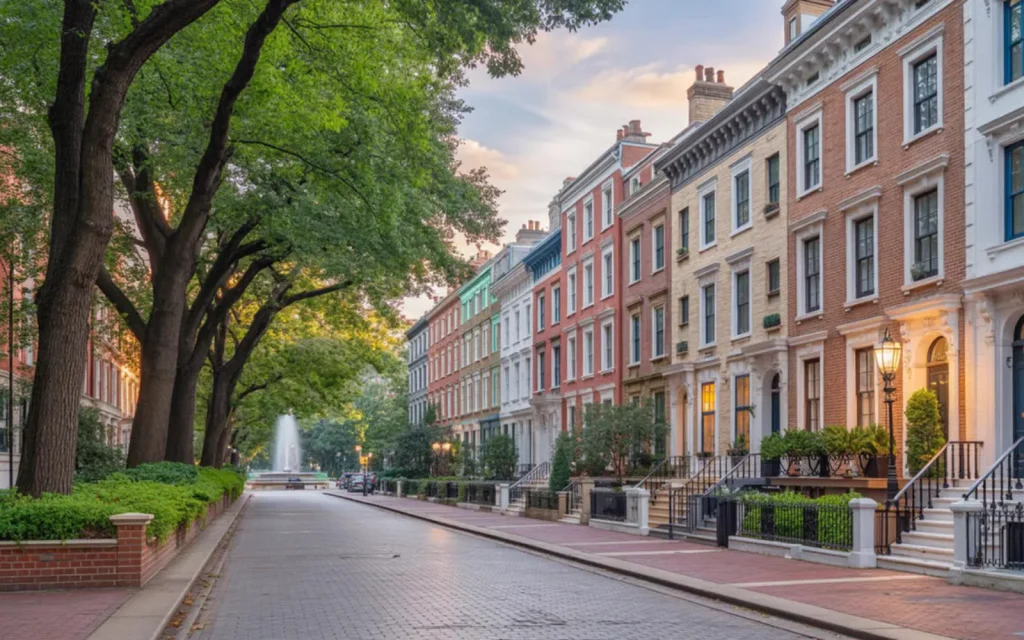 A row of townhouses in Dupont Circle, DC