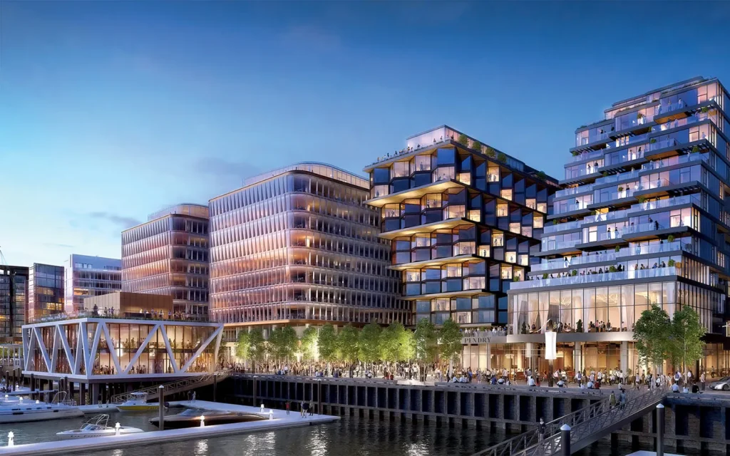 A waterside shot of Navy Yard, DC