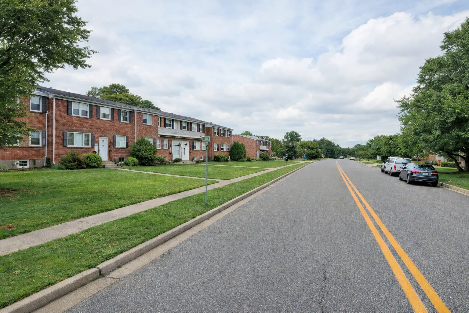 A quiet surburban street in Arbutus, MD, where Reyes offers water damage restoration and mold remediation